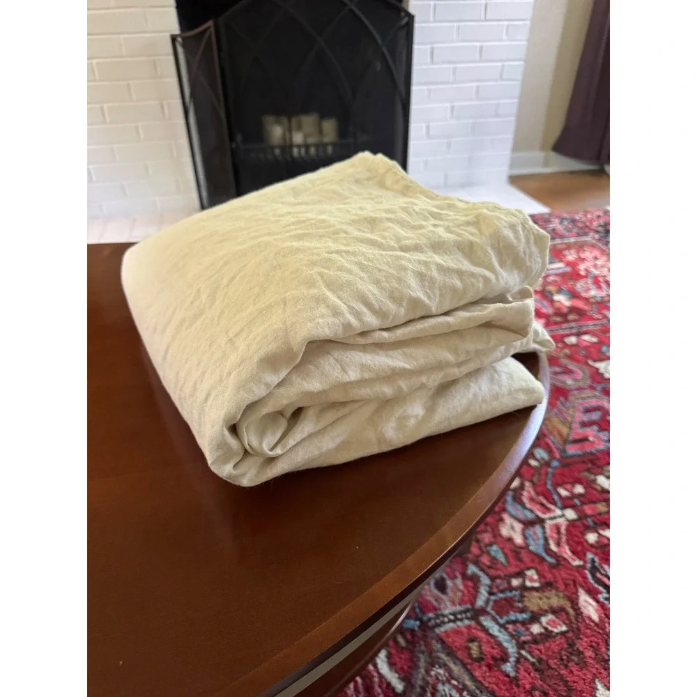 Tuft & Needle 100% Linen Duvet Cover Full Queen Off White Zipper Closure Bedding